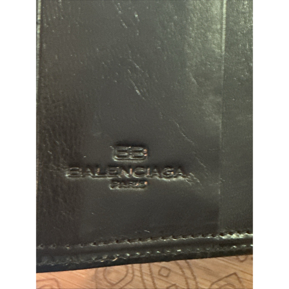 Vintage Balenciaga 1980s Signature Croc Embossed Black Leather Wallet Clutch Lg - Picture 3 of 16